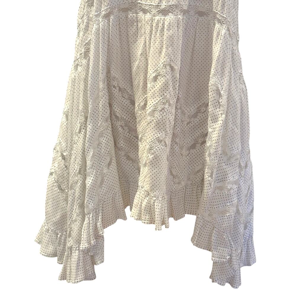 Free People Voile Lace Trapeze Slip Dress White Black Polka Dots XS Sleeveless - Picture 4 of 9